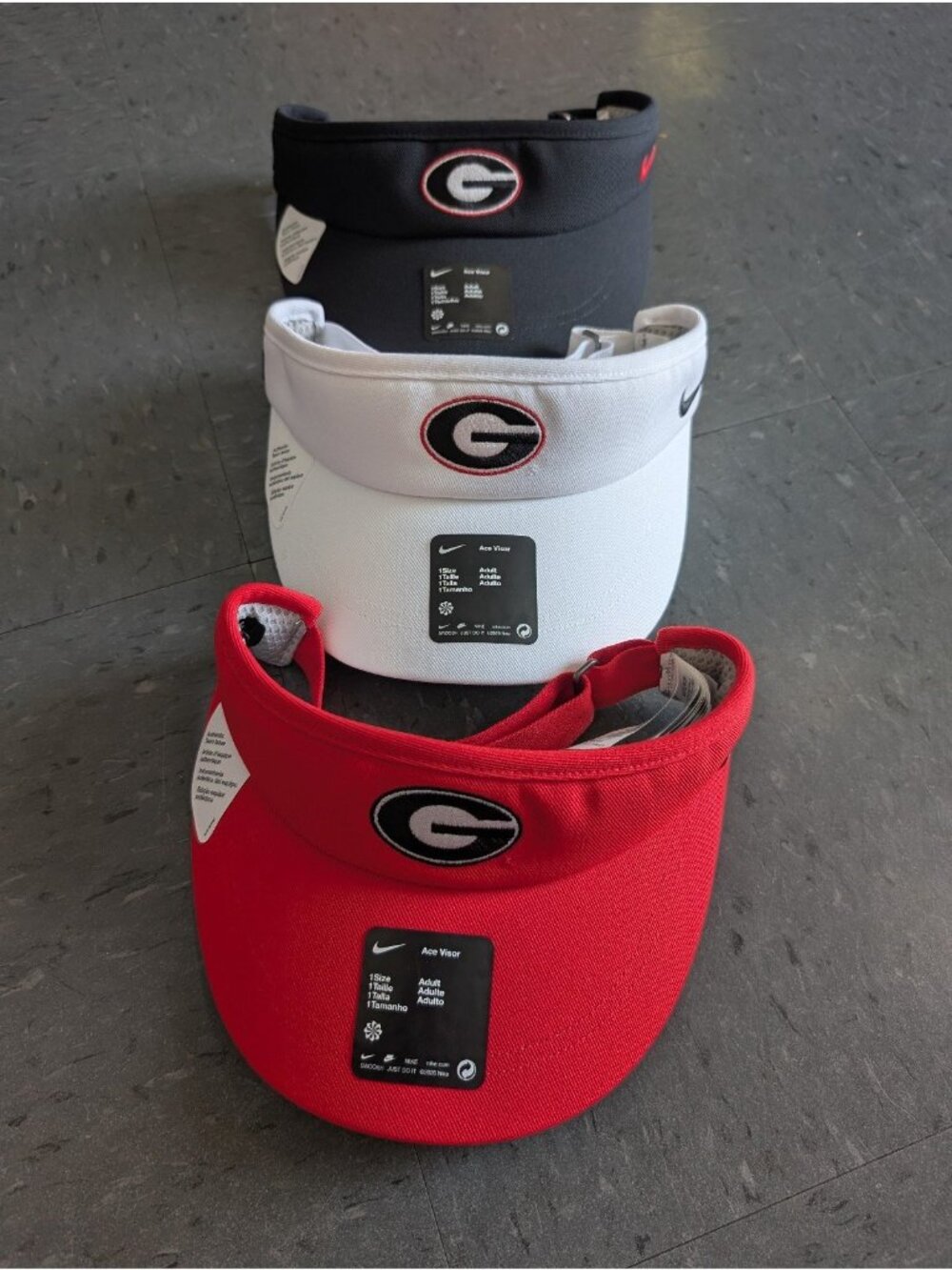 NWT Georgia Bulldogs Nike Dri-FIT Ace Visor Bundle (Lot of 3 - Red, White, Black